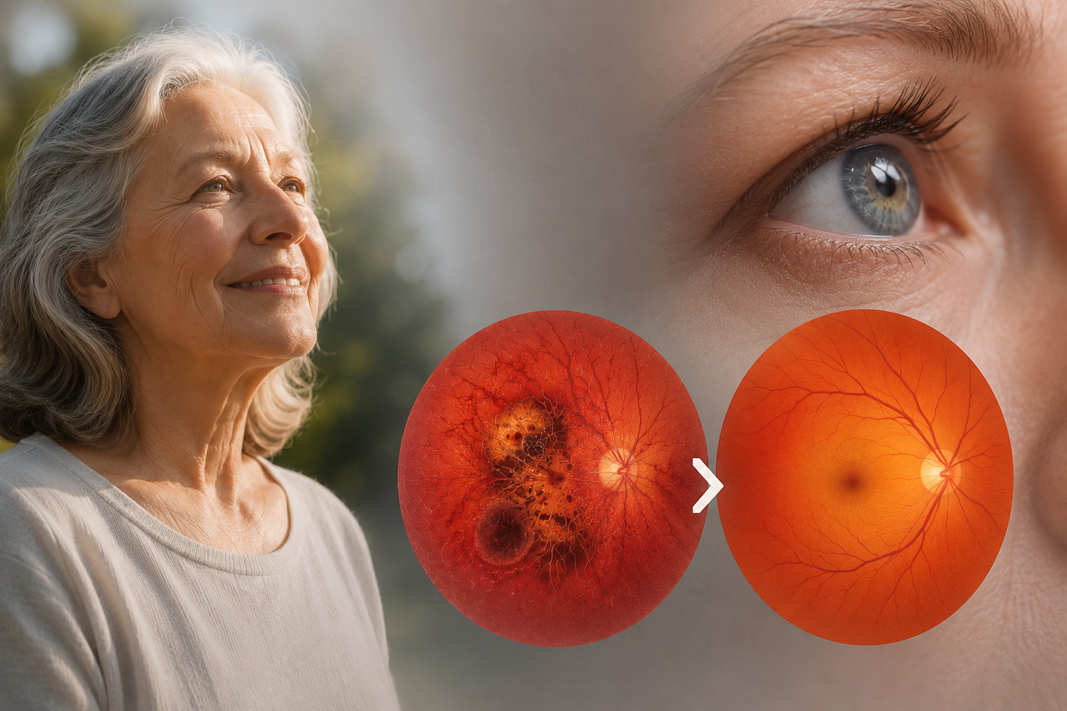Confronto tra retina sana e retina affetta da degenerazione maculare